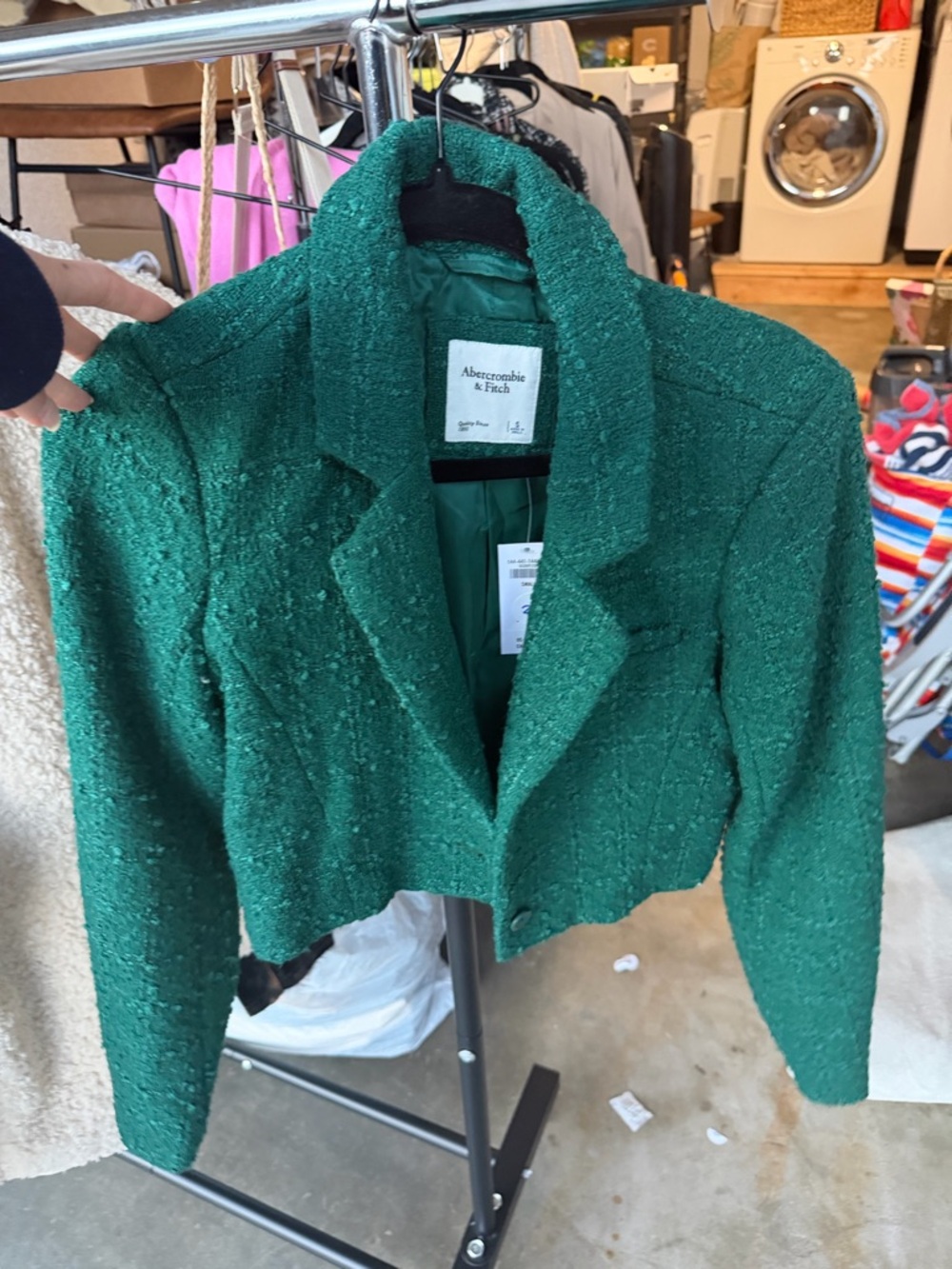 Abercrombie & Fitch Women's Emerald Green Cropped Blazer